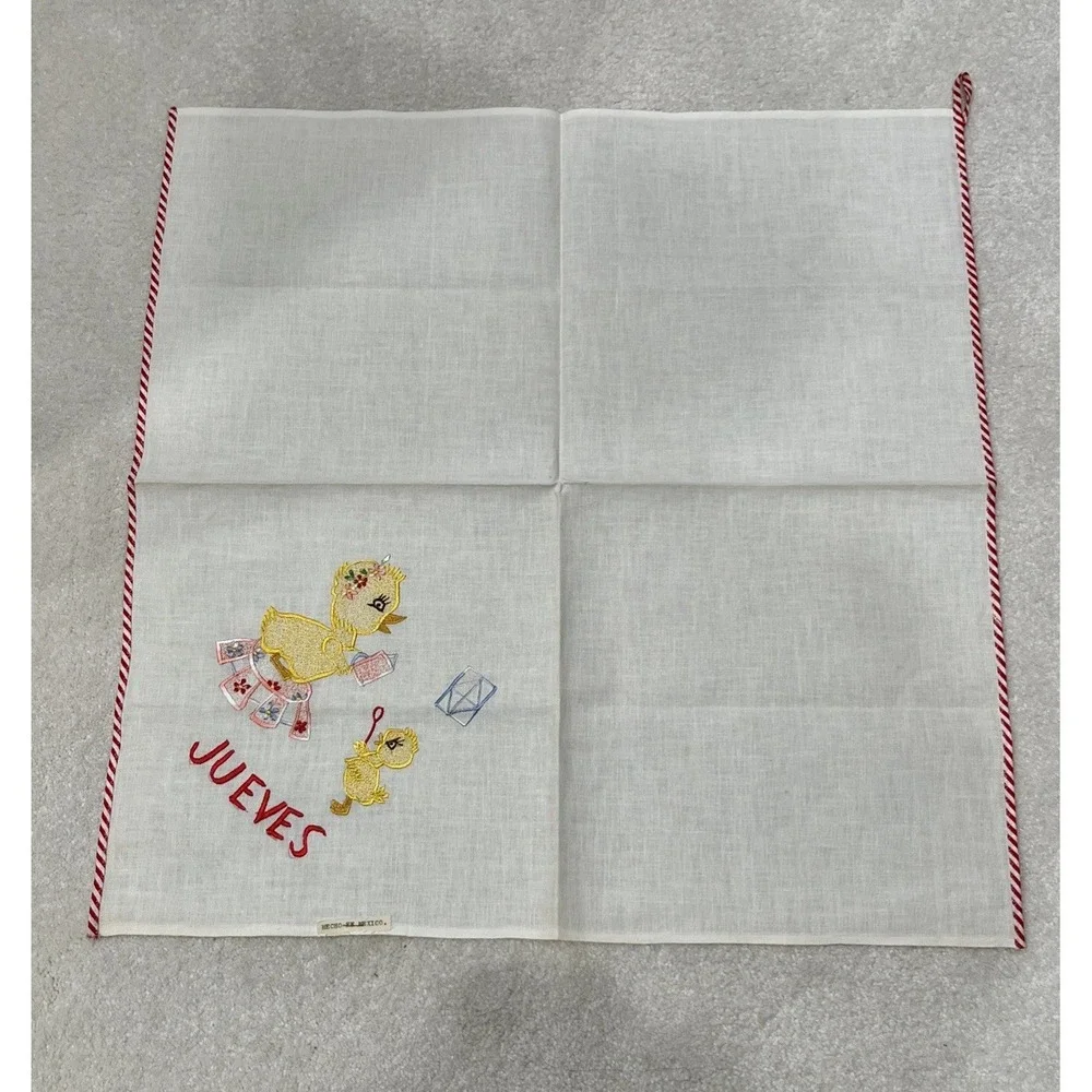 Vintage Mexican Days Of The Week Embroidered Tea Towels Set Of 7 Hecho En Mexico
